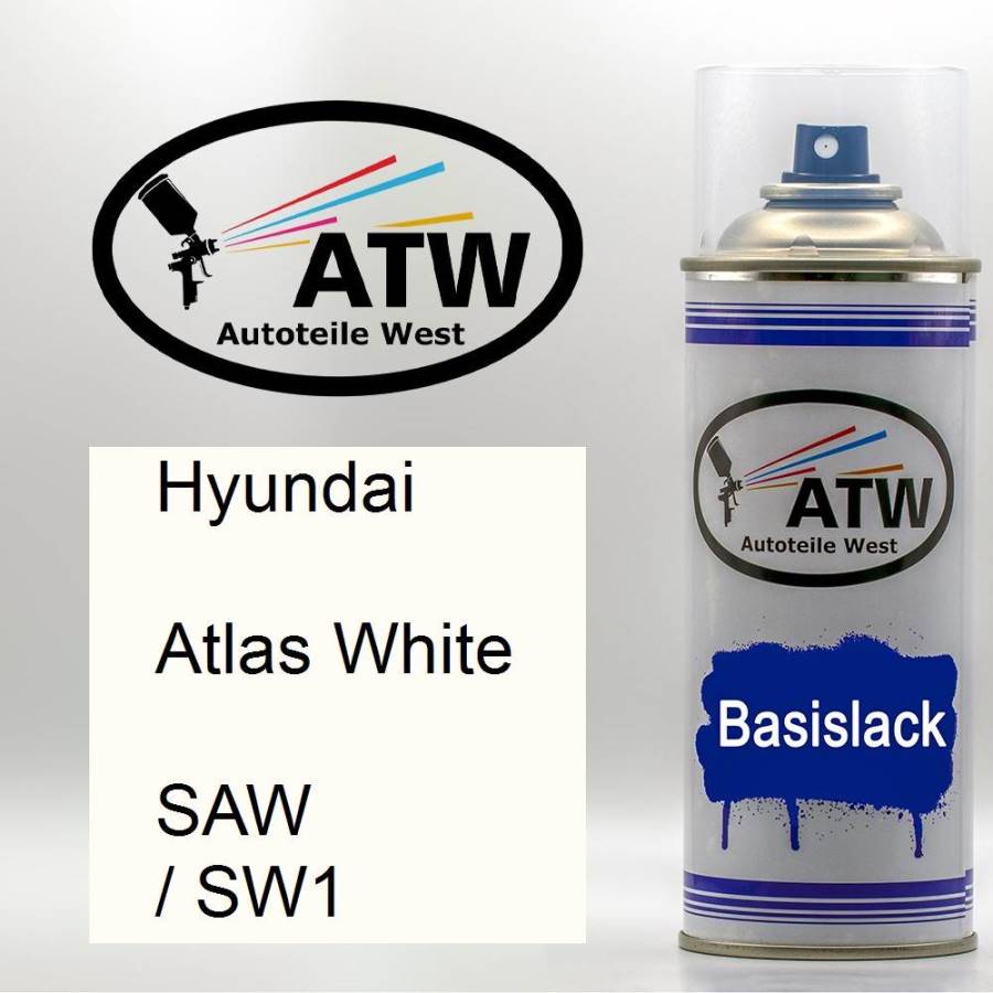 Hyundai, Atlas White, SAW / SW1: 400ml Sprühdose, von ATW Autoteile West.